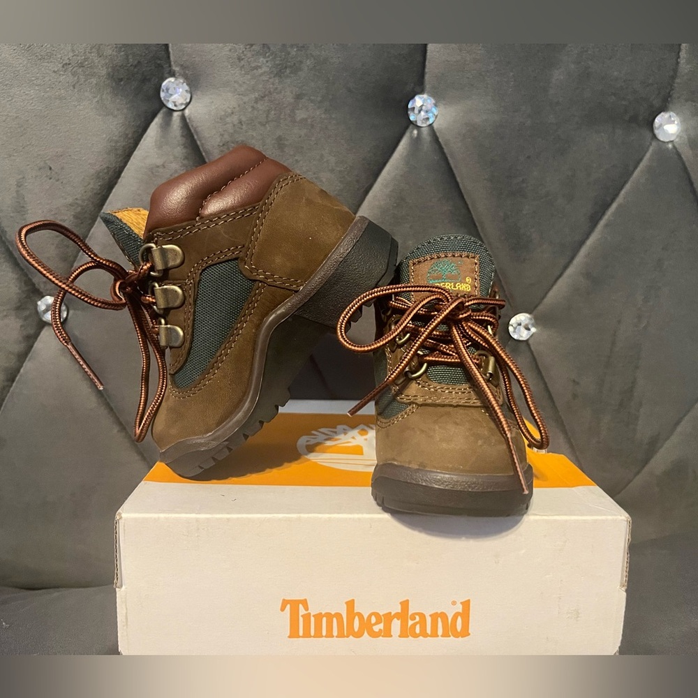 Timberland Brown and Olive Toddler Outdoor Boots